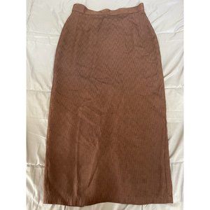 Vintage L. Bates Brown Black Textured Fitted Lined Maxi Skirt Size 12